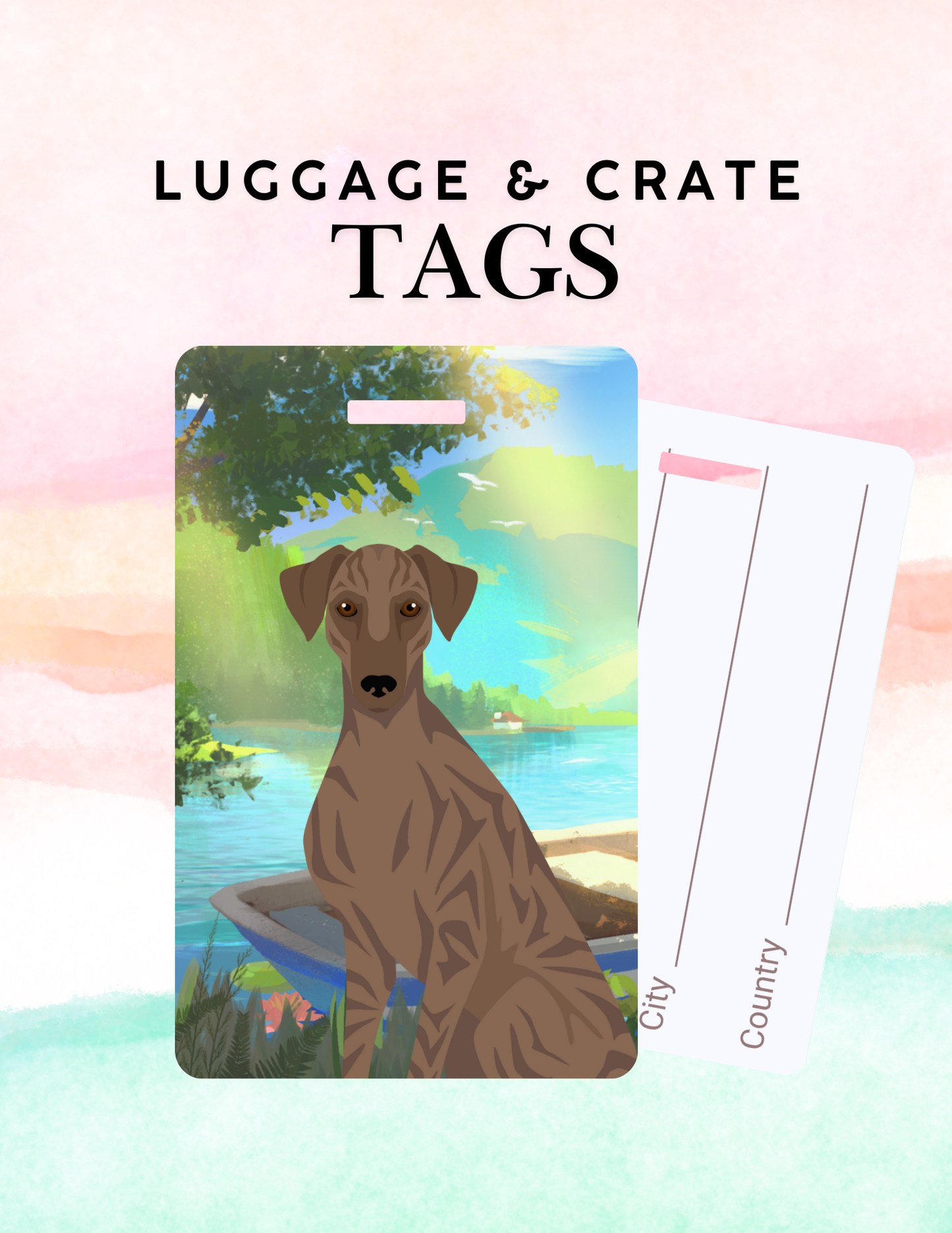 Sloughi Dog Metal Luggage/ Crate Tag