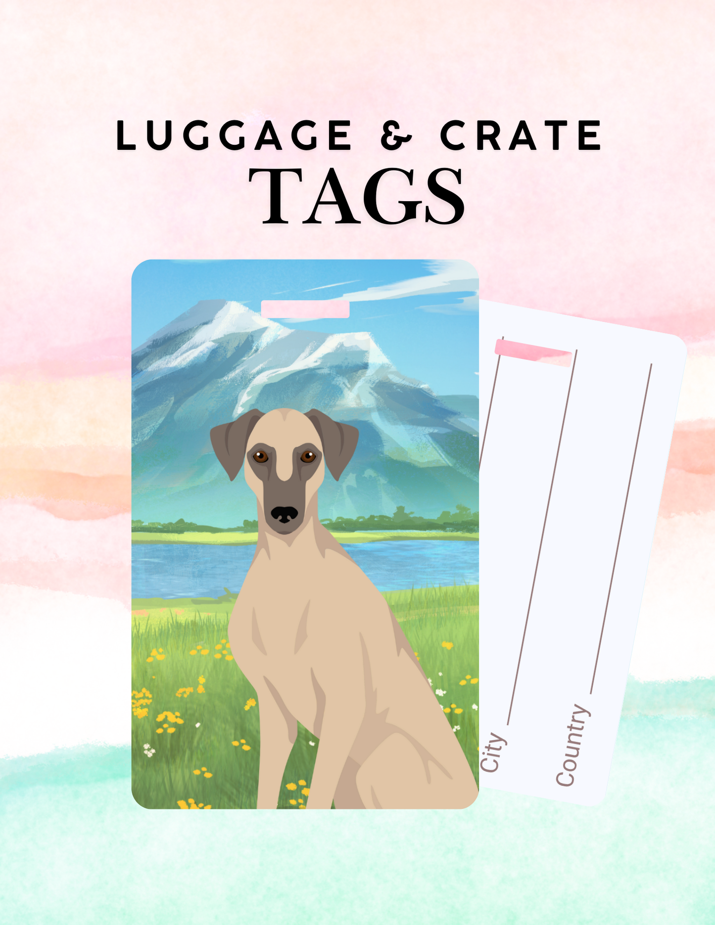 Sloughi Dog Metal Luggage/ Crate Tag