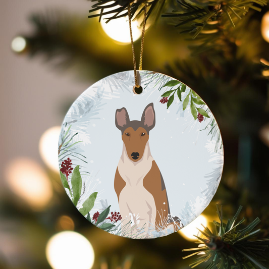 Smooth Collie Dog Ceramic Christmas Ornamen