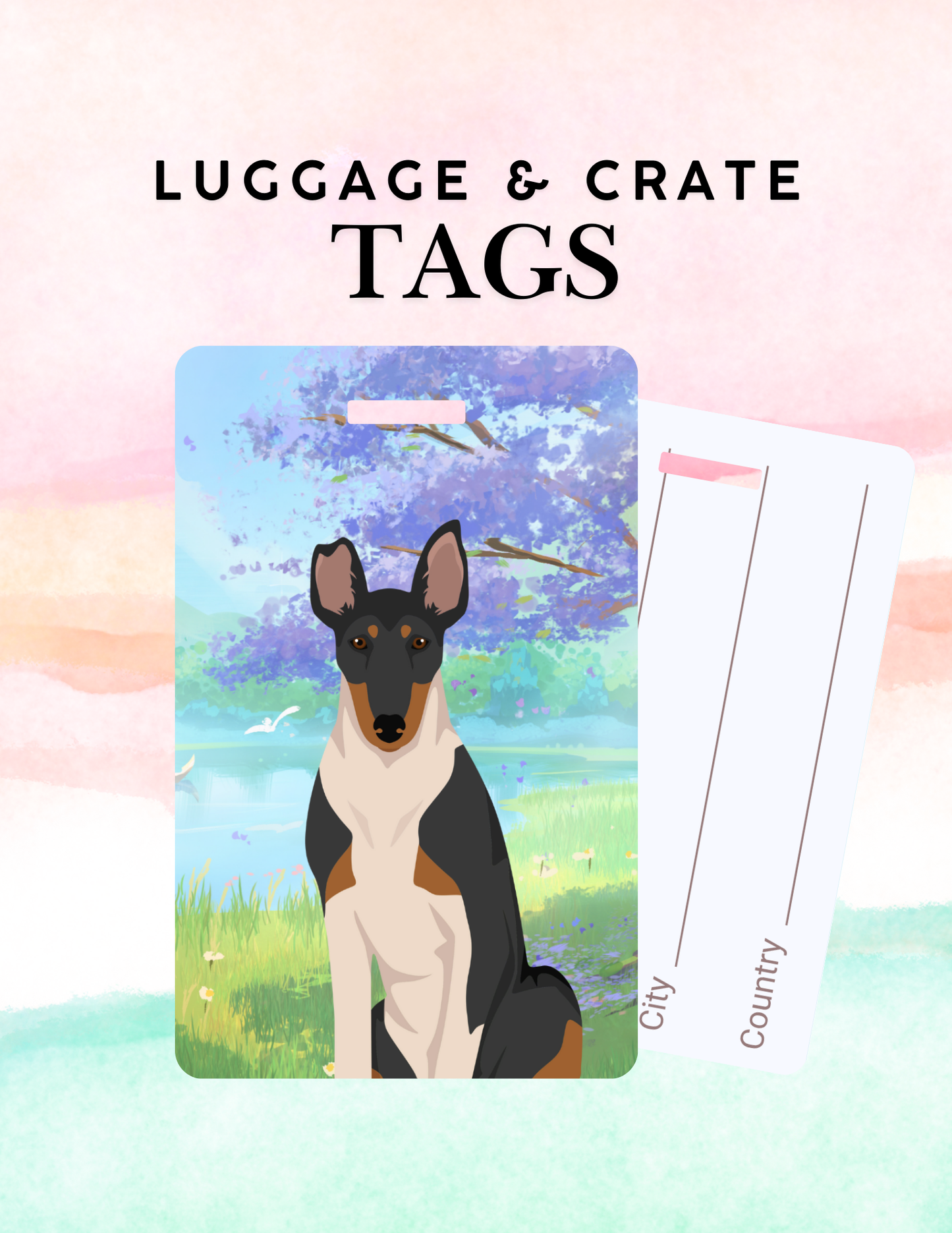 Smooth Collie Dog Metal Luggage/ Crate Tag
