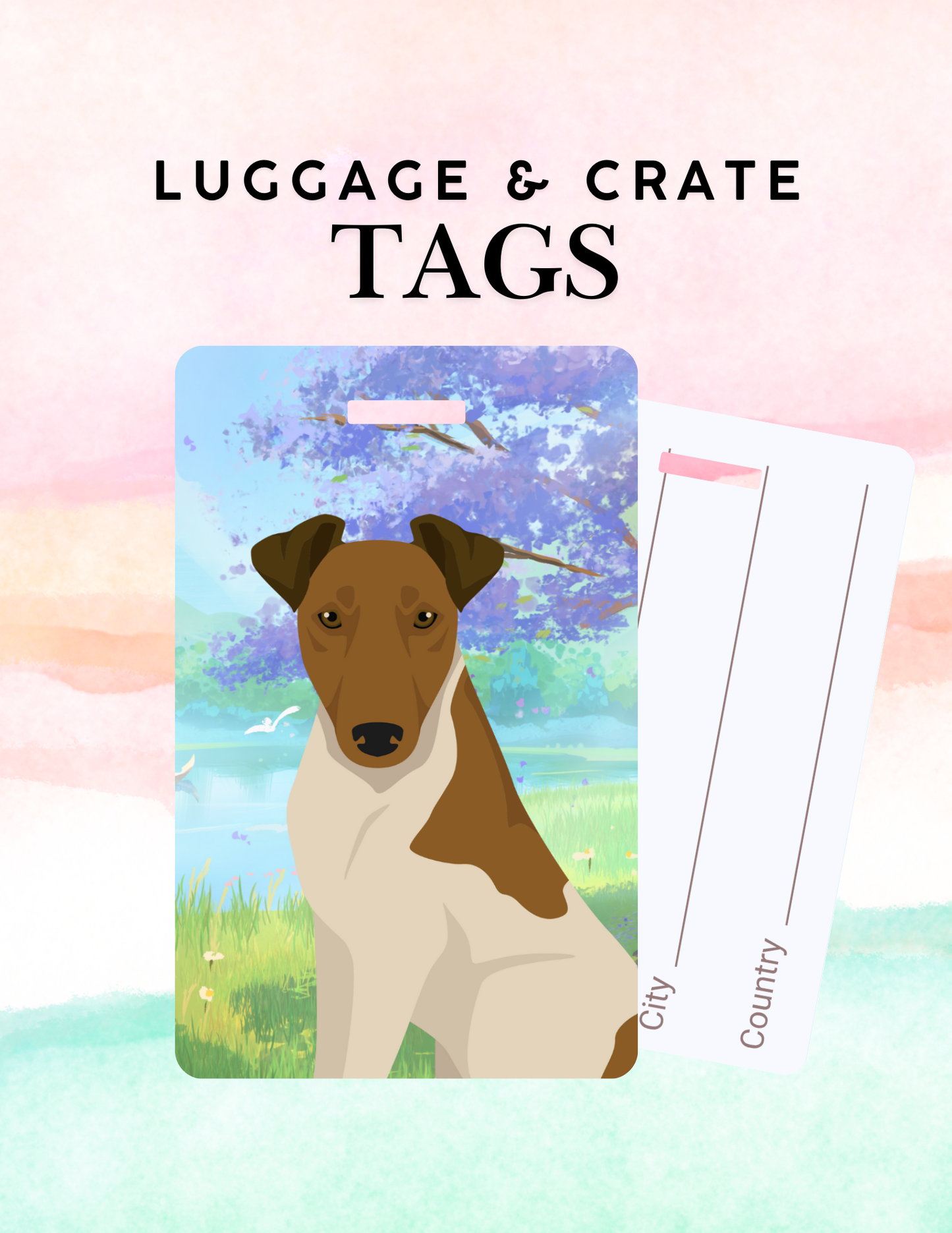 Smooth Fox Terrier Dog Metal Luggage/ Crate Tag