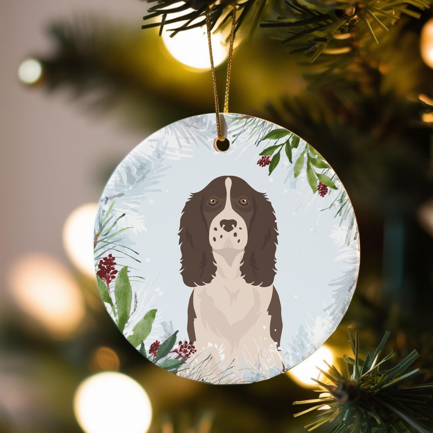 English Springer Spaniel Dog Ceramic Christmas Ornament