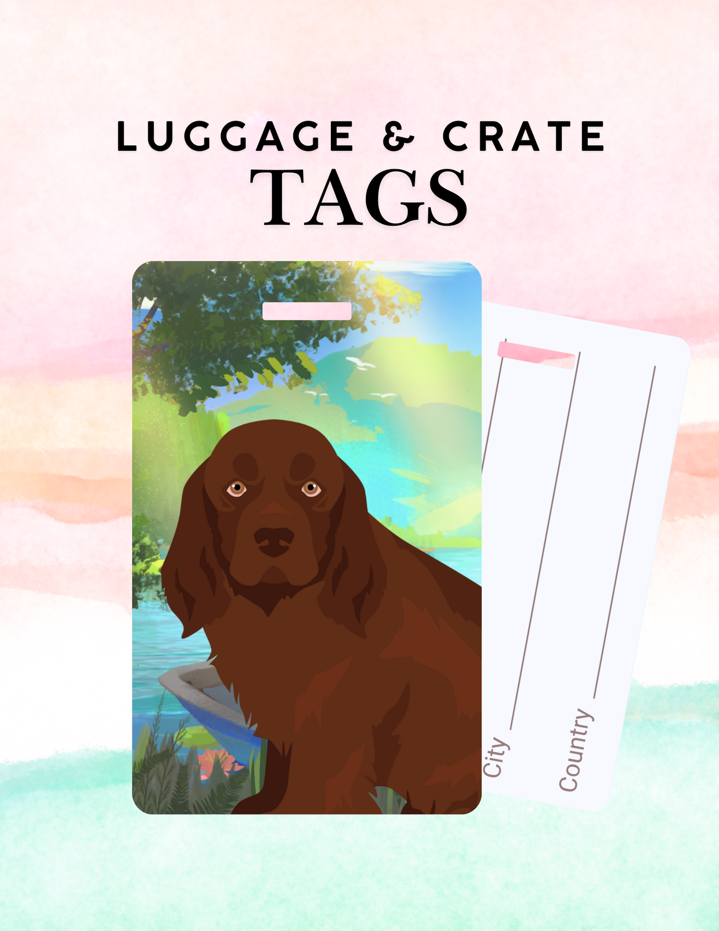 Sussex Spaniel Dog Metal Luggage/ Crate Tag