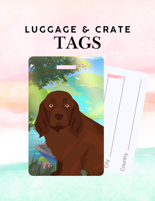 Sussex Spaniel Dog Metal Luggage/ Crate Tag