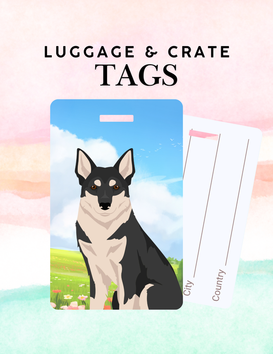 Swedish Elkhound Dog Metal Luggage/ Crate Tag