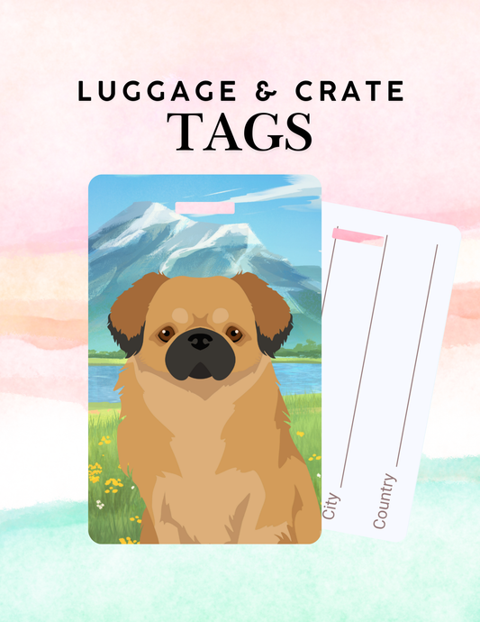 Tibetan Spaniel Dog Metal Luggage/ Crate Tag
