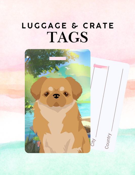 Tibetan Spaniel Dog Metal Luggage/ Crate Tag
