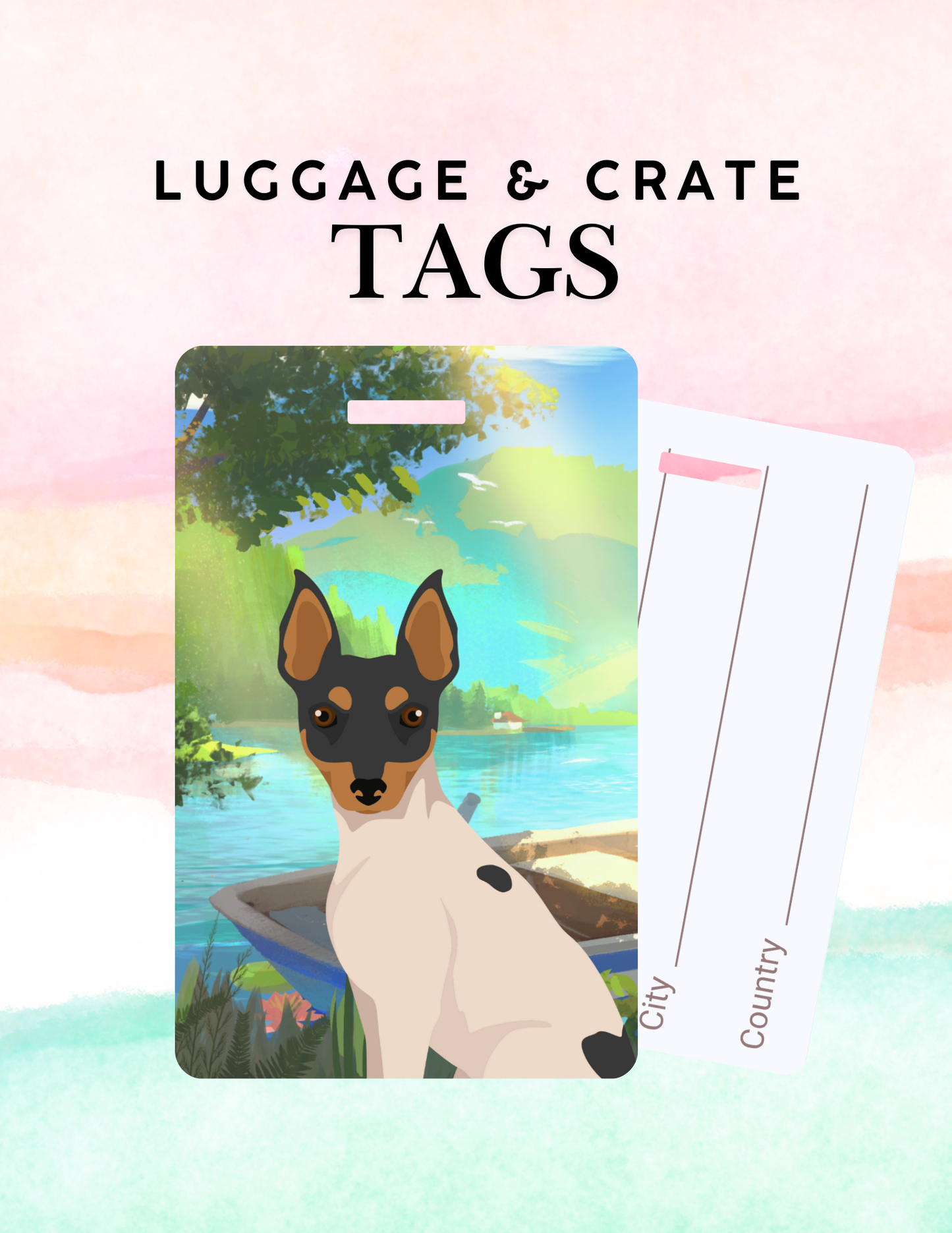 Toy Fox Terrier Dog Metal Luggage/ Crate Tag