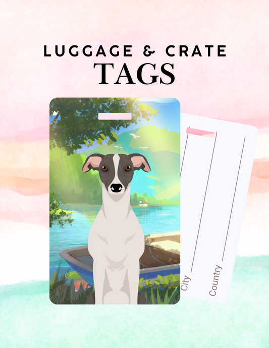 Whippet Dog Metal Luggage/ Crate Tag