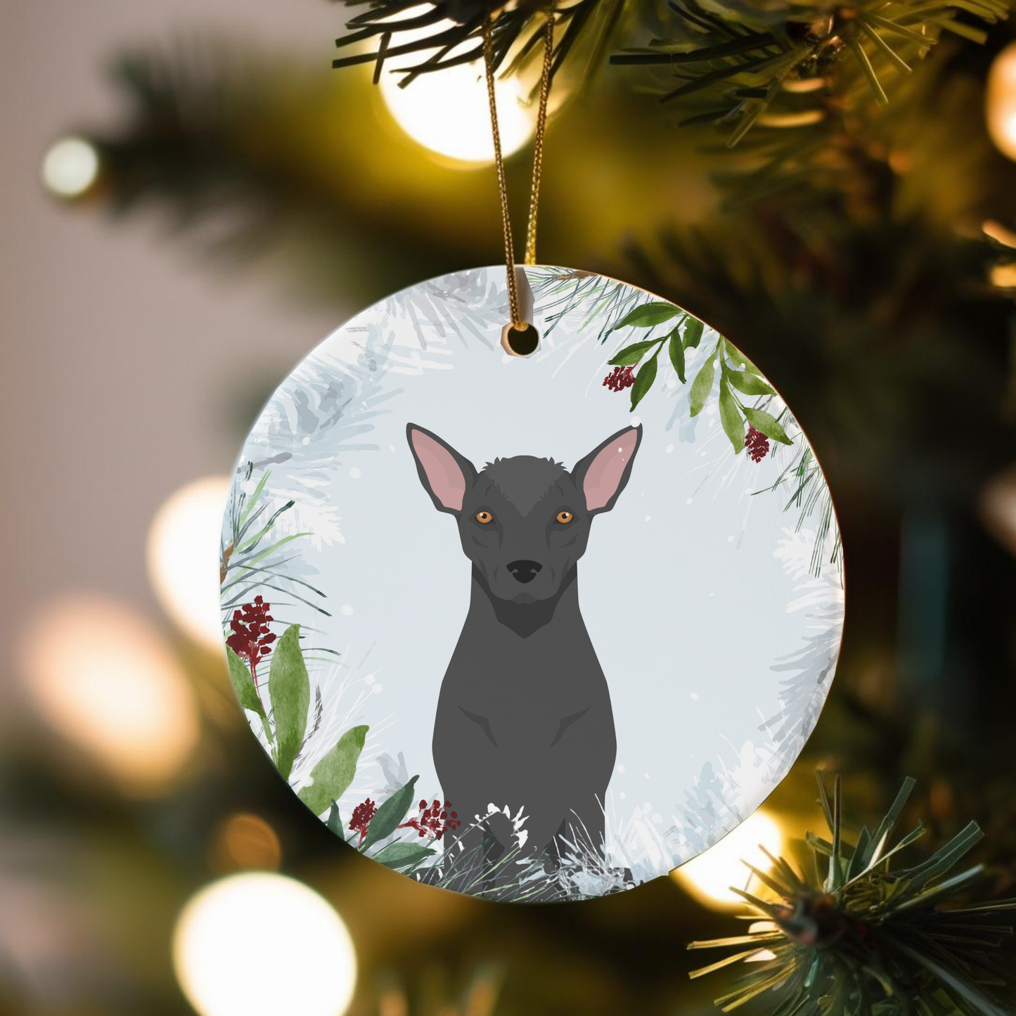Xoloitzcuintli Dog Ceramic Christmas Ornament