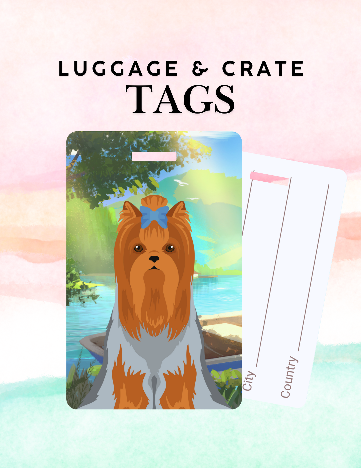 Yorkshire Terrier Dog Metal Luggage/ Crate Tag